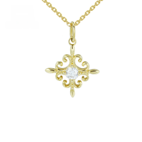 wholesale 9K Gold Minimalist Japanese Style Hollow Cross Floral Starry Sky Diamond Pendant Necklace Custom samples and designs accepted-Cross-shaped Moissanite Pendant 9K Gold