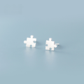 wholesale Metal Material: S925 Sterling Silver Fashionable and Unique Puzzle Earrings with a Brushed Finish, Small and Creative, Korean-style Cute Earrings for Women, E3184-0-0