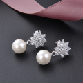 wholesale S925 Silver Eight-Pointed Star Inlaid with Zircon and Pearl Earrings for Women Wholesale-0-3