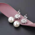 wholesale S925 Silver Eight-Pointed Star Inlaid with Zircon and Pearl Earrings for Women Wholesale-0-2