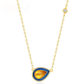 wholesale S925 Gold-Plated Enamel Drop Waterdrop Light Luxury Necklace, Japanese Style Inlaid with Natural Amber Pear-Shaped Geometric Necklace Wholesale-0-0