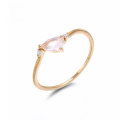 wholesale 9K Gold Artli Jewelry Dainty Heart-Shaped Pink Crystal Ring, Japanese Style Rose Gold for Attracting Romance, Gift for Best Friend-0-0