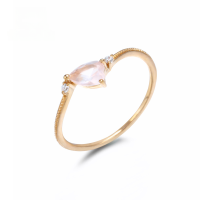 wholesale 9K Gold Artli Jewelry Dainty Heart-Shaped Pink Crystal Ring, Japanese Style Rose Gold for Attracting Romance, Gift for Best Friend-9K Gold Sakura Rose Quartz Rose Gold Ring 10#