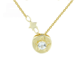 wholesale 9K Gold, The Little Prince Limited Edition, Baguette Round Pentagram White Topaz Starlight Necklace Collarbone Chain, Light Luxury Jewelry-0-0