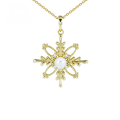 wholesale 9K Gold Christmas Snowflake Series New Four-Leaf Clover Hollow Pendant with Pearl and Zircon Necklace-0-0