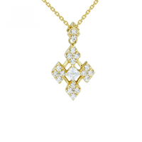wholesale 9K Gold Japanese-Inspired Light Luxury VA Jewelry Rhombus Zircon Necklace, Elegant and Versatile Choker, Factory Direct-VA diamond necklace>9K gold