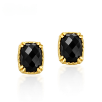 wholesale Gold-plated sterling silver fashion new retro earrings, small Chanel-style ethnic agate earrings for women-Green Moss>925 Silver