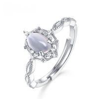 wholesale 925 Sterling Silver Japanese-style Light Luxury Floral Vintage Adjustable Plated Color Gold Ring Moonlight Ring Jewelry Wholesale-Moonstone Adjustable opening