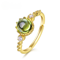 wholesale S925 Sterling Silver, Peridot Gemstone, Vintage Lace Openwork, Adjustable Wholesale Ring-Peridot