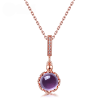 wholesale 925 Sterling Silver New Natural Amethyst Diamond-Inlaid Necklace Pendant Korean Japanese Style One-Piece Drop Shipping-[Pendant] without chain>925