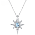 wholesale Sterling Silver Sun and Moon Star Pendant Necklace with Pink Crystal, Topaz, Fanta Stone and Rice-Set Diamonds for Women-0-0