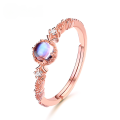 wholesale S925 Sterling Silver Wholesale Spring New Arrival Japanese Korean Light Luxury Style Blue Moonstone Ring Natural Colored Gemstone Jewelry-0-0