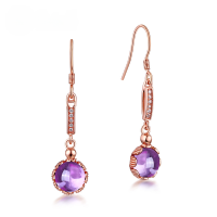 wholesale 925 Sterling Silver Love Rumei Colored Gemstone Korean Version Fashion Minimalist Natural Amethyst Earrings, Niche Popular Earrings-Natural Amethyst &gt;925 Silver