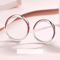 wholesale 925 Sterling Silver Red Thread Engagement Couple Rings for Men and Women, Adjustable Enamel Möbius Band Ring with Engraving Option-0-2