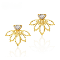 wholesale New stylish sterling silver handmade earrings wholesale natural gemstone stud earrings women small design-Labradorite>925 Silver