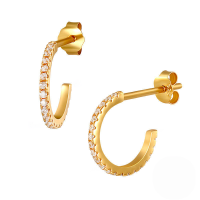 wholesale S925 Sterling Silver Simple C-shaped Geometric Stud Earrings, Semi-circular Design, Versatile For Women-gold