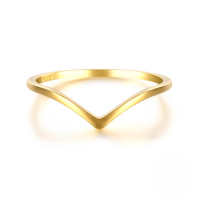 wholesale S925 Sterling Silver V-shaped Thin Ring, Creative Minimalist Design, Smooth Line, V-shaped Personality Fine Ring For Women-Gold No. 6