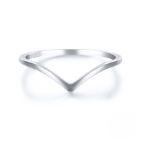 wholesale S925 Sterling Silver V-shaped Thin Ring, Creative Minimalist Design, Smooth Line, V-shaped Personality Fine Ring For Women-Platinum No. 7