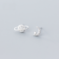 wholesale S925 silver earrings with asymmetrical diamond-set design, featuring planets, stars, and moons, exuding a sweet and elegant charm Style code: G5008-0-2