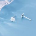 wholesale S925 Sterling Silver Earrings Women Korean Style Fashion Fresh and Sweet Small White Flower Ear Accessories G5295-0-4