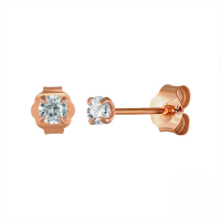 wholesale S925 Sterling Silver Minimalist Four-prong Cubic Zirconia Stud Earrings, A Cross-border Hit Gift Accessory-Rose gold