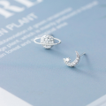 wholesale S925 silver earrings with asymmetrical diamond-set design, featuring planets, stars, and moons, exuding a sweet and elegant charm Style code: G5008-0-3