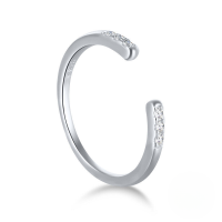 wholesale S925 Sterling Silver Minimalist Luxury Women's Ring With Zircon, Open-adjustable Finger Jewelry-Silver Adjustable opening