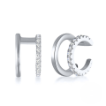 wholesale S925 Sterling Silver C-shaped Ear Cuffs With Double-line Geometric Design And Inlaid Crystals-0-4