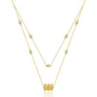 wholesale S925 silver gold-plated with zirconia, new lightweight luxury retro waist necklace for women, double-layer chain accessory wholesale-Zircon 925 Silver