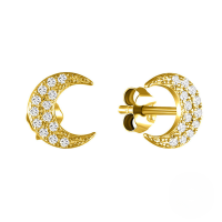 wholesale S925 Sterling Silver Trendy Moon Earrings With Crystal Accents, Amazon Bestseller, Minimalist Design For Women-Gold