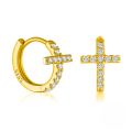 wholesale S925 Sterling Silver Geometric Cross Ear Cuff With Rhinestones, Trendy Women's Ear Climber For。-0-4
