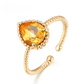 wholesale Silver, classical style, distinctive personality ring, vintage elegant citrine crystal ring, fine craftsmanship, lightweight luxury jewelry, wholesale ready-to-ship for women-0-0