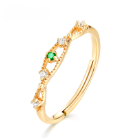 wholesale 9K Gold Plated Vintage Style Electroformed Ring with Emerald, Versatile and Elegant Forest Fairy Aesthetic Accessory for Women-Green Treasure (clearance products are not refundable or exchangeable unless there is a quality issue. Please do not bid)