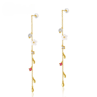 wholesale Sterling silver wholesale new retro earrings, trendy studs for women, ethereal forest-style ear wires, original floral ear accessories-Ear wire>925 silver