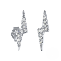 wholesale S925 Sterling Silver Geometric Lightning Earrings With Zirconia, New Fashionable Creative Korean Style Stud Earrings-platinum