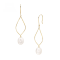 wholesale 9K Gold Japanese Minimalist Goddess Earrings, Rotating Earrings for Women, Creative Fashion Streamlined Design with Natural Freshwater Pearls-0-0