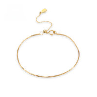 wholesale 9K Gold Plain Gold Bracelet Box Chain Cross Engraved Chain Adjustable Yili Jewelry Wholesale-9K gold bracelet 16mm