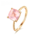 wholesale Metal material, trendy internet-famous pink crystal rose quartz ring minimalist pinky finger jewelry ring for women, fashionable and fresh tail ring, personalized for women-0-0