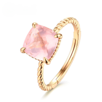wholesale Metal material, trendy internet-famous pink crystal rose quartz ring minimalist pinky finger jewelry ring for women, fashionable and fresh tail ring, personalized for women-Rose Quartz
