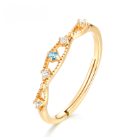 wholesale 9K Gold Plated Versatile Vintage Elegant London Blue Topaz Ring for Women, Palace Style Ring, Mori Girl Style Hand Accessories-London Blue (clearance products are not refundable or exchangeable unless there is a quality issue. Please do not bid if you mind)