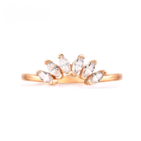 wholesale 925 Silver Gold Plated 3A White Zircon Composable and Matchable Fashionable Euro-American Trend Crown Adjustable Ring Wholesale Women's Ring-White zirconium plated with 9K gold Adjustable opening