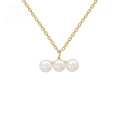 wholesale 9K gold elegant three natural freshwater pearl necklace minimalist versatile women's pendant choker for distribution-0-2