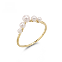 wholesale 9K gold lightweight luxury V-shaped natural freshwater pearl ring for women, new collection from the original factory-9K Gold Chanel Style V-Shaped Pearl Ring>12#