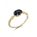 wholesale 9K Gold Japanese Light Luxury Black Onyx Ring with Vintage Lace Courtly Style Elegant Women's Jewelry One-Click Dropshipping-0-0