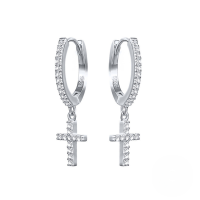 wholesale S925 Sterling Silver Geometric Cross Ear Clutch,-Platinum