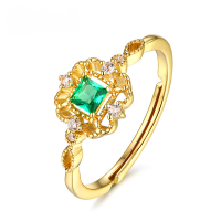 wholesale Gold-plated Light Luxury Diamond Vintage Ring Wholesale Classical Style Chinese-inspired Women's Ring-Light gold Adjustable opening