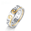 wholesale S925 Sterling Silver Gold-Plated National Trend Black Myth Wukong Hoop Ring Two-in-One Couple Rings Wholesale-0-0