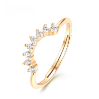 wholesale S925 Sterling Silver 9K Gold Plated White Zirconia Ring, European and American Style Fashion Elegant Women's Jewelry Cross-border Accessories-White Zirconium