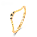 wholesale 9K Gold Plated S925 Silver 3A Black Zircon Adjustable Stackable Ring-0-0