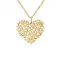 wholesale 9K Gold Creative Fashion New Trendy Hollow-Out Leaf Pendant with Heart Shape, Light Luxury Zircon Matching Women's Sweater Chain-0-0